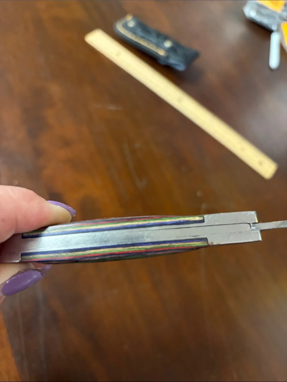 Hand crafted 7” folding Damascus steel